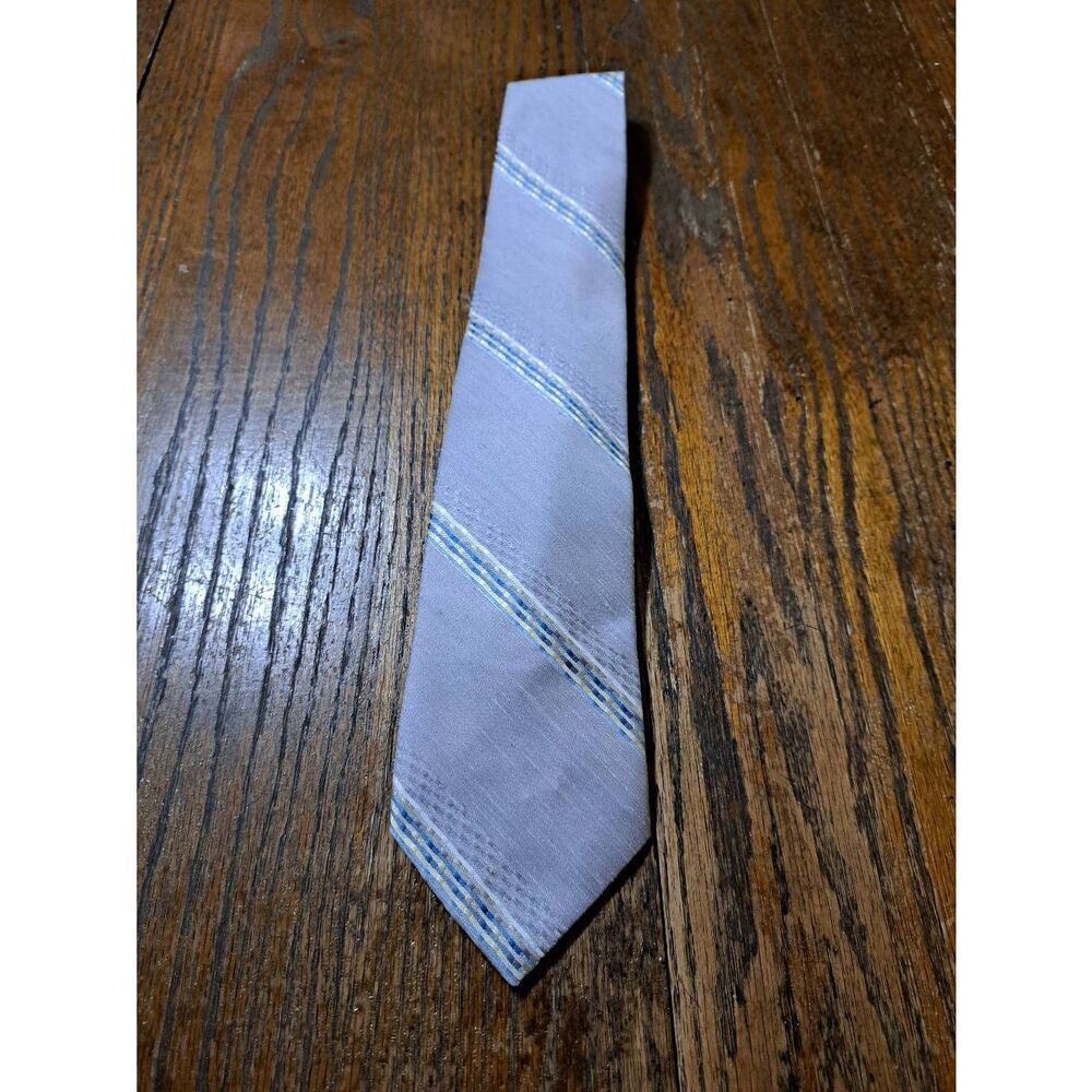 London Fog Mens Dress Neck Tie Purple Grey Blue Tan White